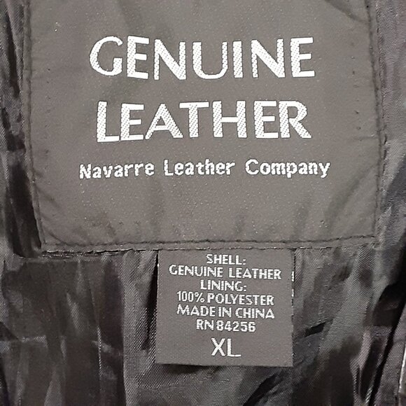 Navarre Leather Company Vest XL Black Genuine Leather Italian. Snap, Sm spots - Picture 4 of 9